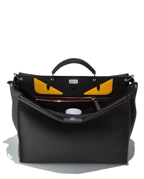 Fendi Men's Monster Eyes Peekaboo Bag, Black/Yellow